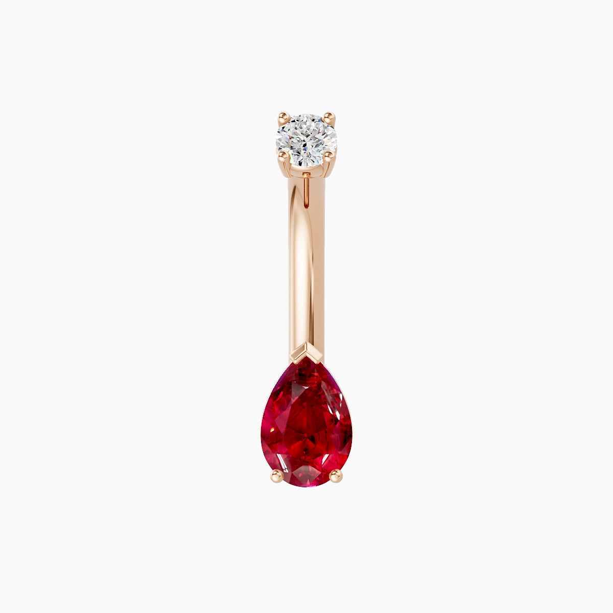 Nut | 18k Rose Gold 6.5 mm 8 mm Pear Ruby & Diamond Belly Piercing