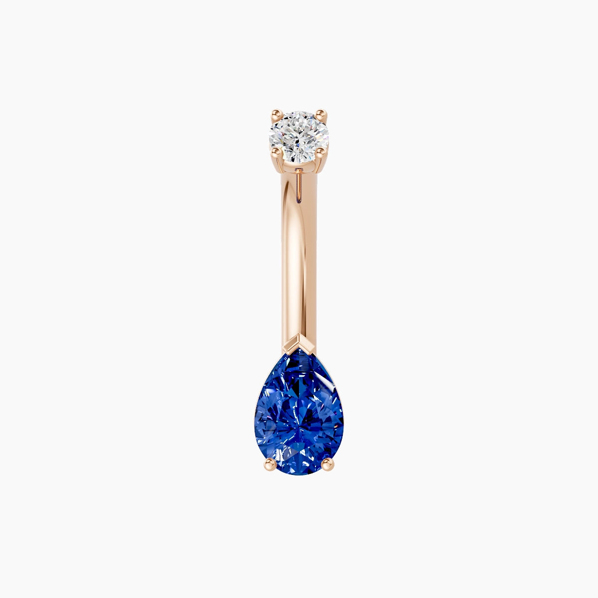 Nut | 18k Rose Gold 6.5 mm 8 mm Pear Sapphire & Diamond Belly Piercing