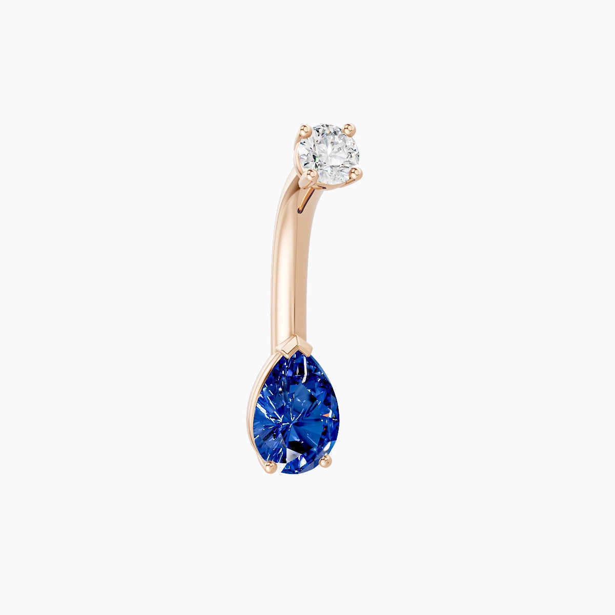 Nut | 18k Rose Gold 6.5 mm 8 mm Pear Sapphire & Diamond Belly Piercing