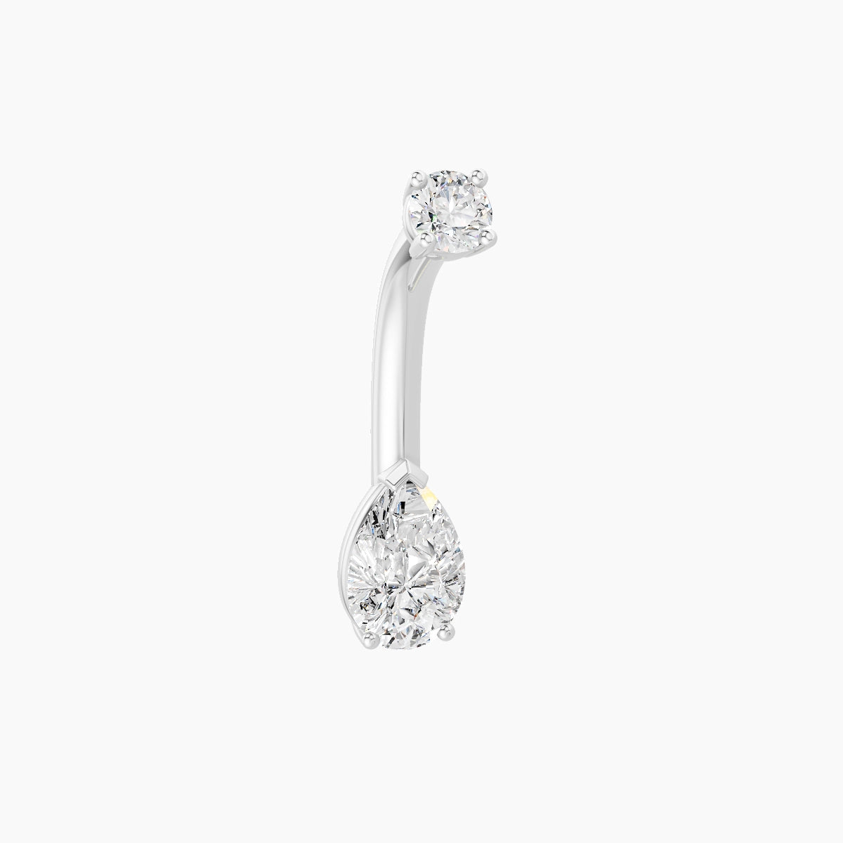 Nut | 18k White Gold 6.5 mm 8 mm Pear Diamond Belly Piercing