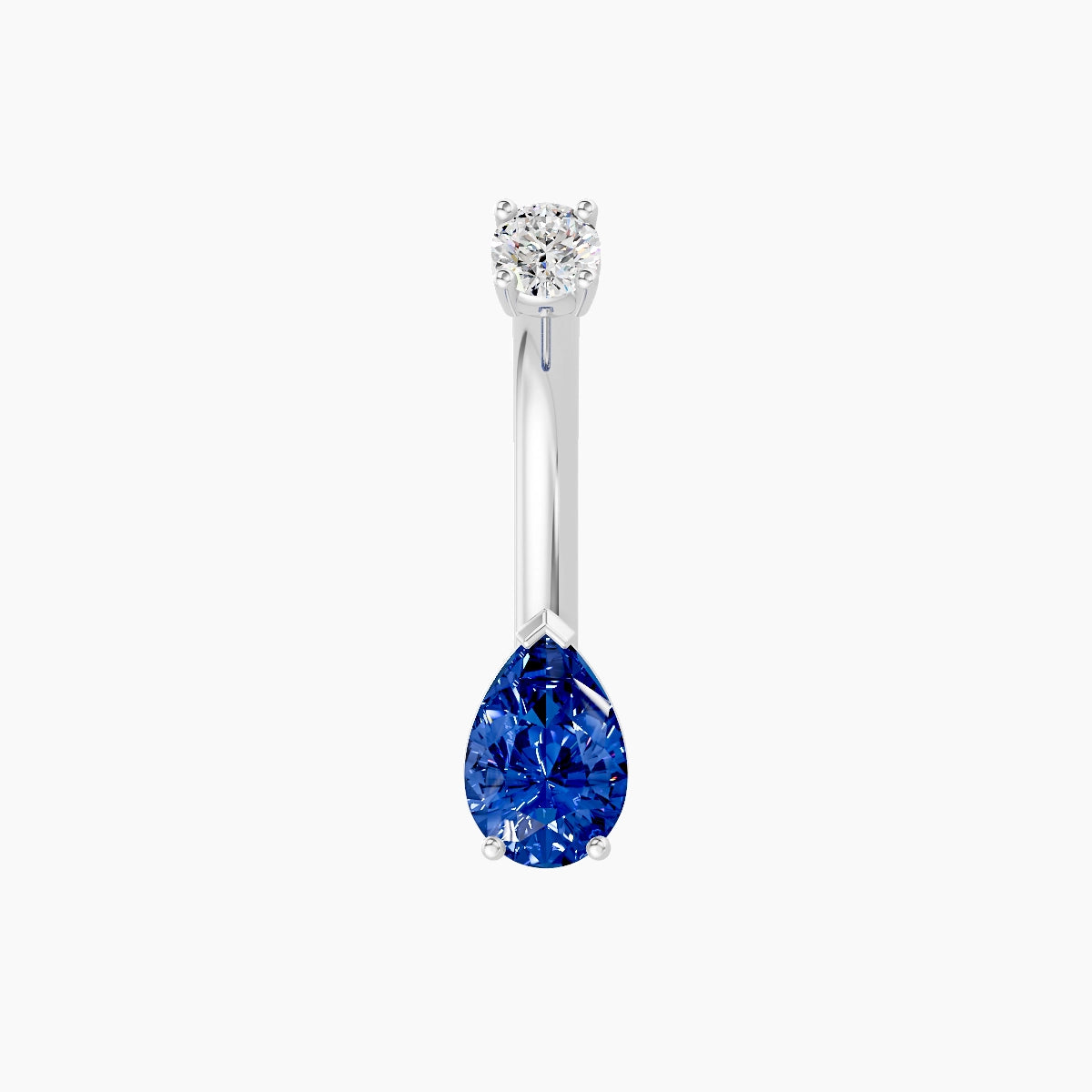 Nut | 18k White Gold 6.5 mm 8 mm Pear Sapphire & Diamond Belly Piercing