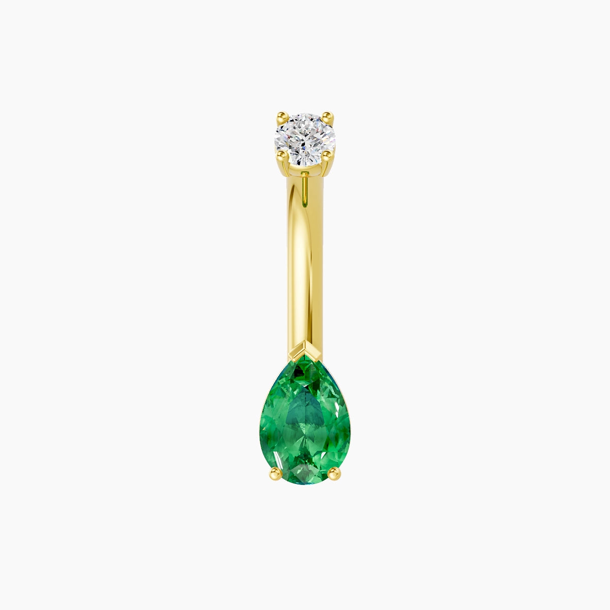Nut | 18k Yellow Gold 6.5 mm 8 mm Pear Emerald & Diamond Belly Piercing