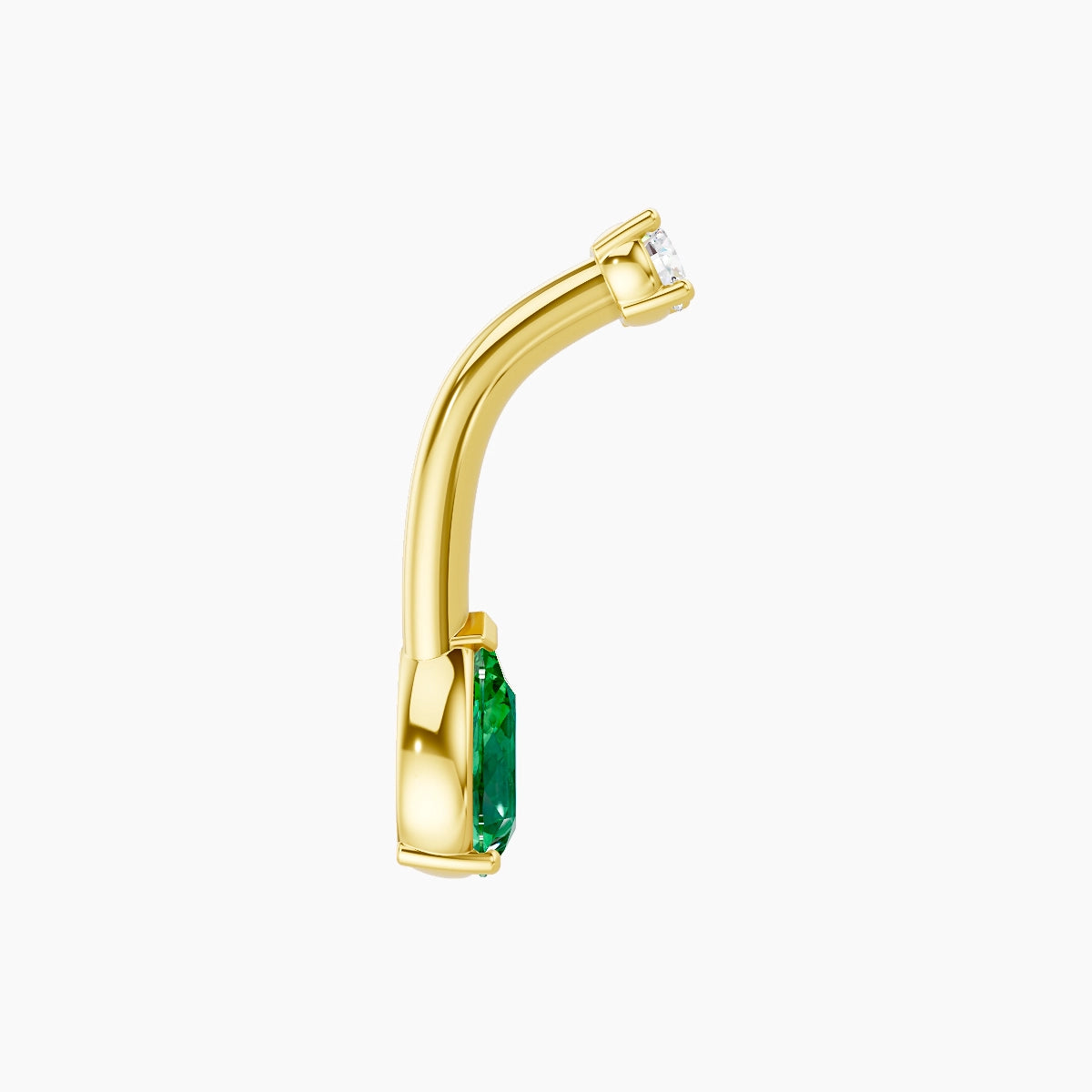 Nut | 18k Yellow Gold 6.5 mm 8 mm Pear Emerald & Diamond Belly Piercing
