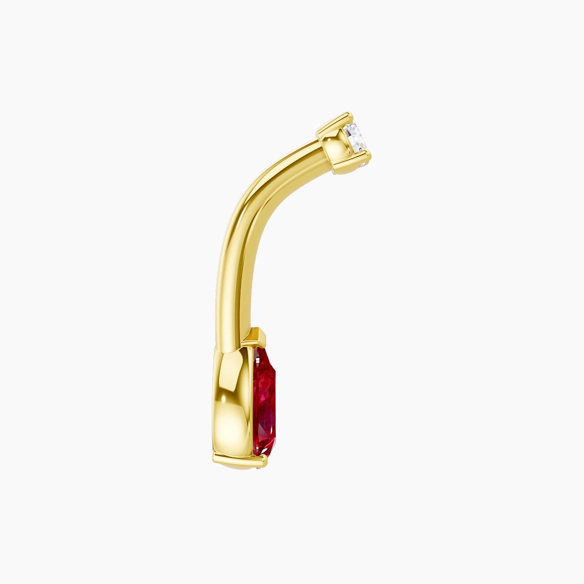 Nut | 18k Yellow Gold 6.5 mm 8 mm Pear Ruby & Diamond Belly Piercing