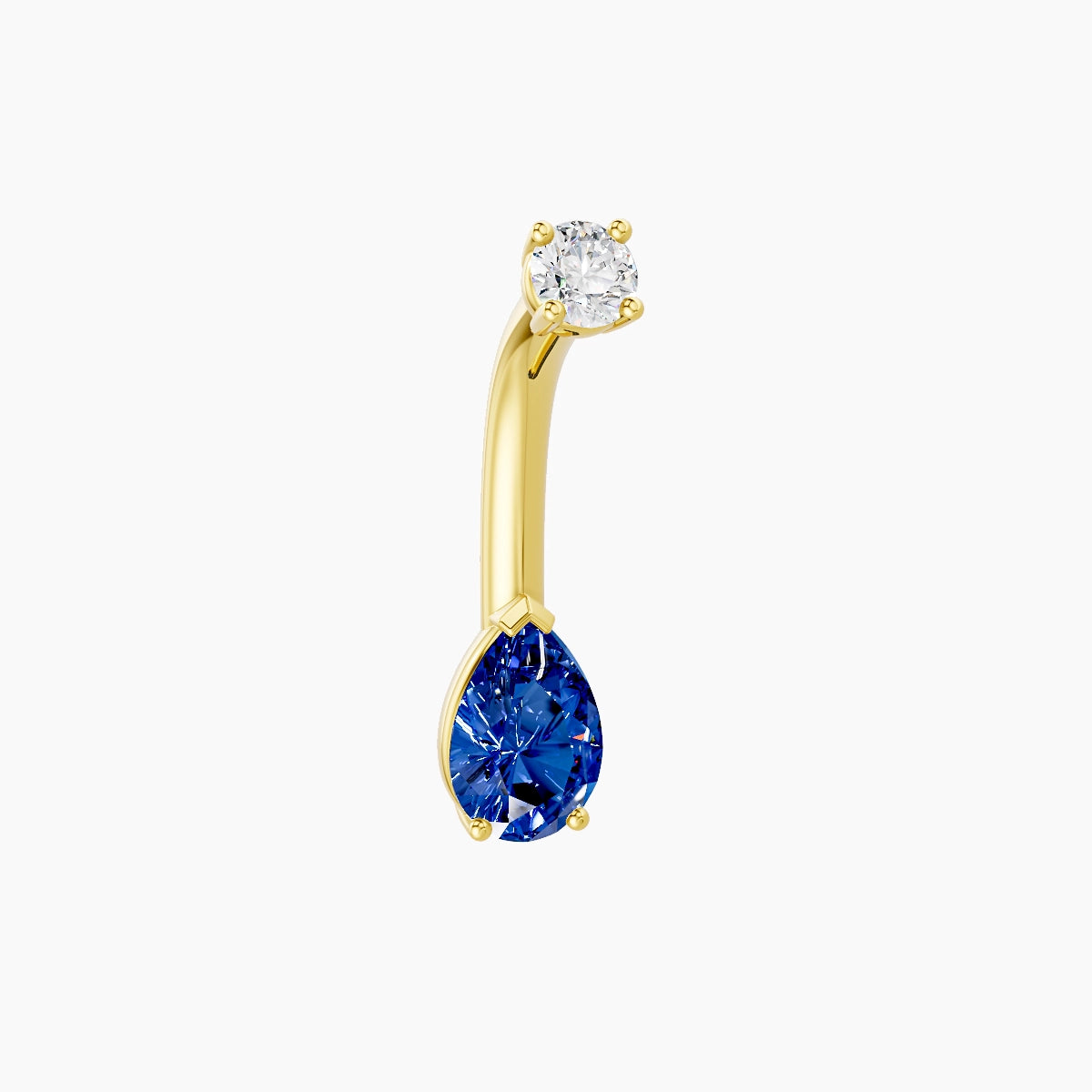 Nut | 18k Yellow Gold 6.5 mm 8 mm Pear Sapphire & Diamond Belly Piercing