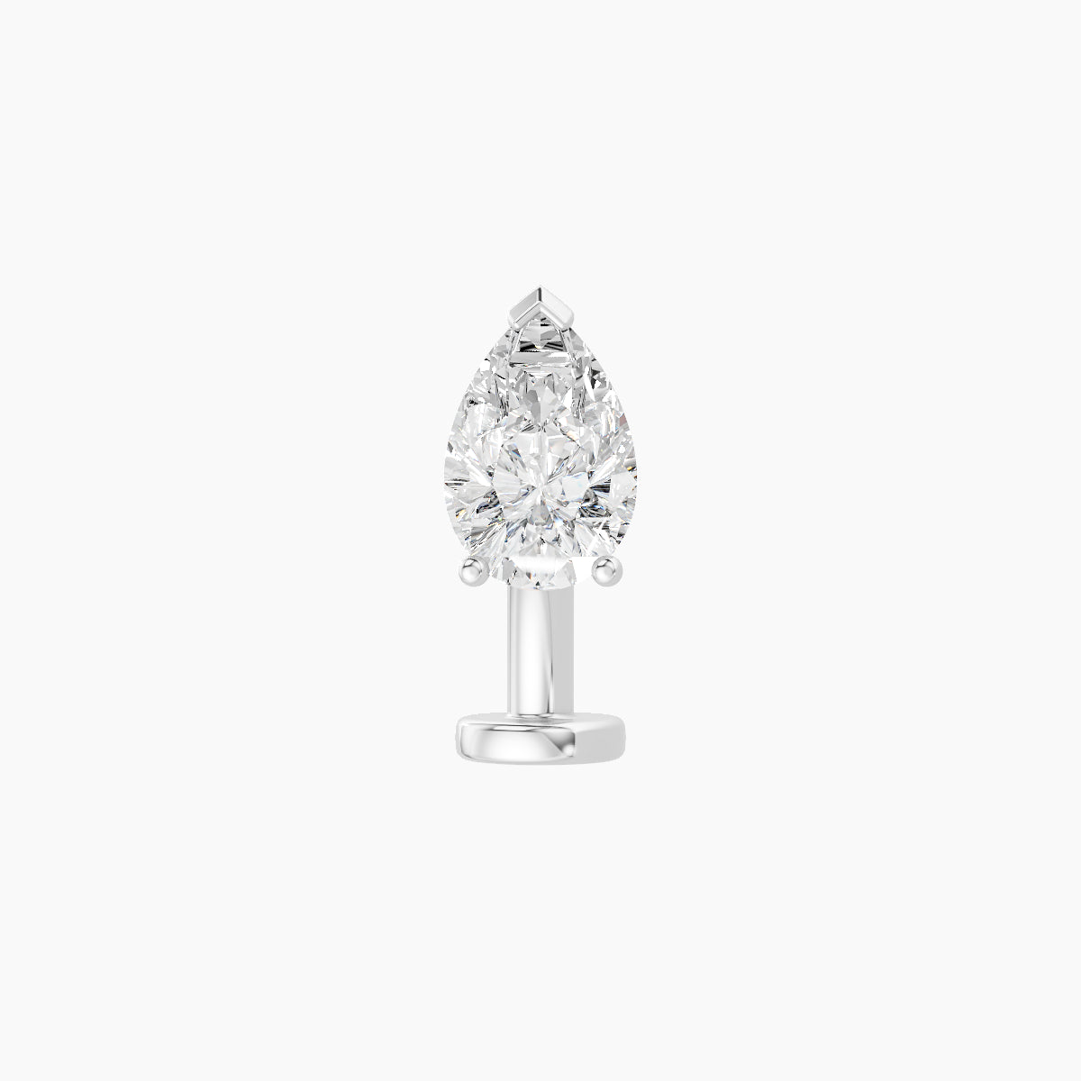 Nut | 18k White Gold 6.5 mm 8 mm Pear Diamond Floating Navel Piercing