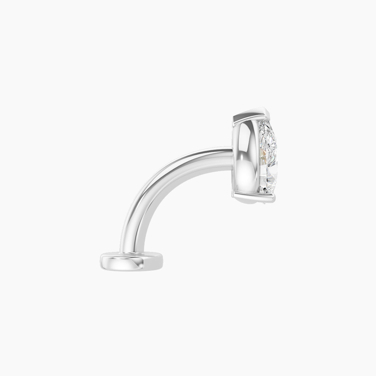 Nut | 18k White Gold 6.5 mm 8 mm Pear Diamond Floating Navel Piercing