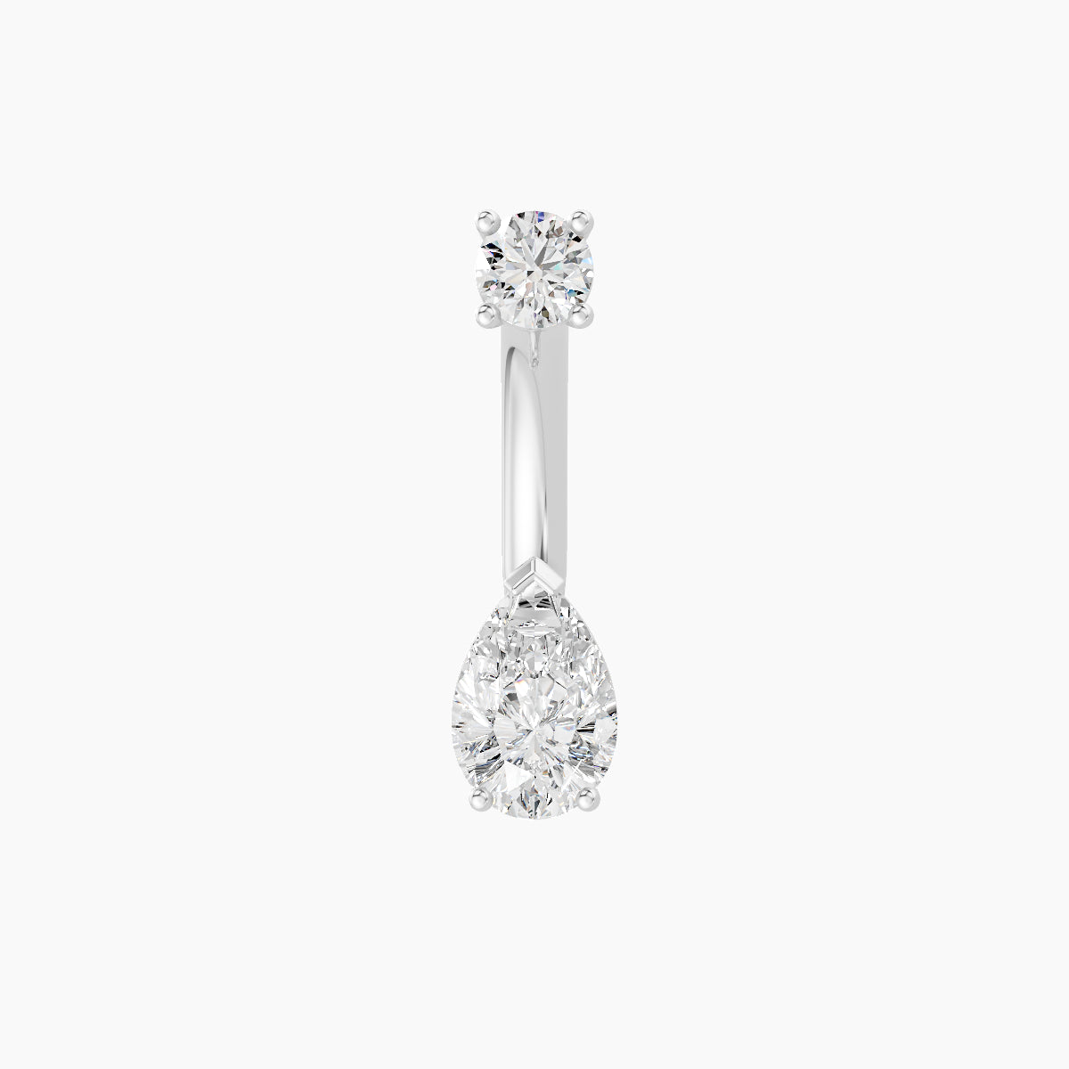 Nut | 18k White Gold 6.5 mm 8 mm Pear Diamond Navel Piercing