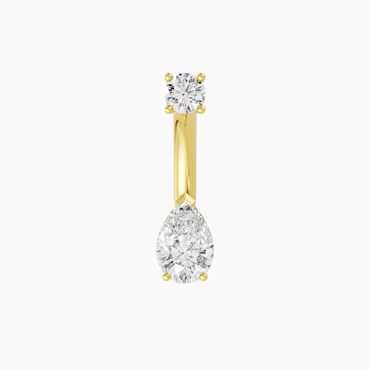 Nut | 18k Yellow Gold 6.5 mm 8 mm Pear Diamond Navel Piercing