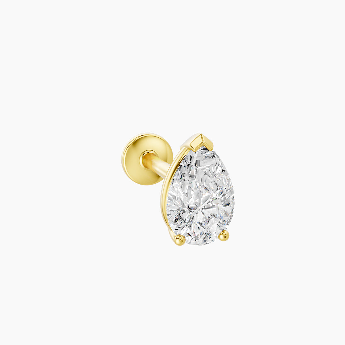 Nut | 18k Yellow Gold 6.5 mm 8 mm Pear Diamond Nose Piercing