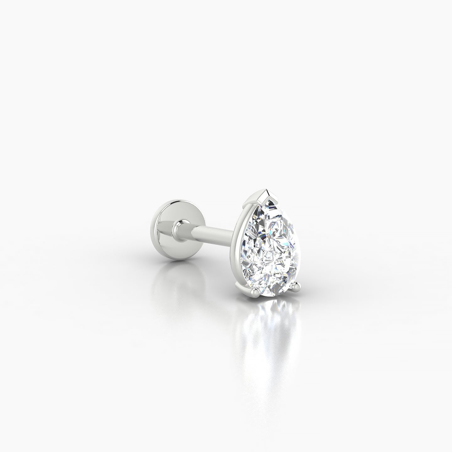 Nut | 18k White Gold 6 mm 8 mm Pear Diamond Nostril Piercing