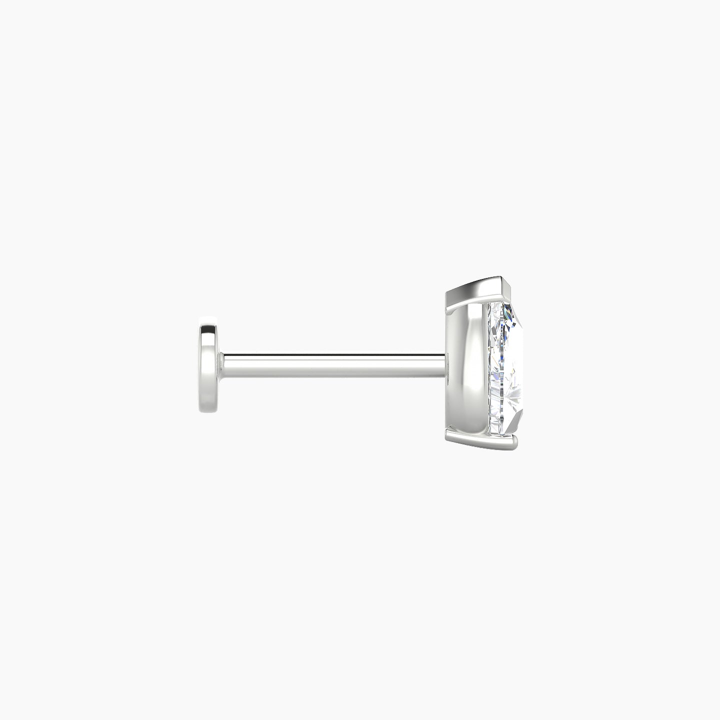 Nut | 18k White Gold 6 mm 8 mm Pear Diamond Nostril Piercing