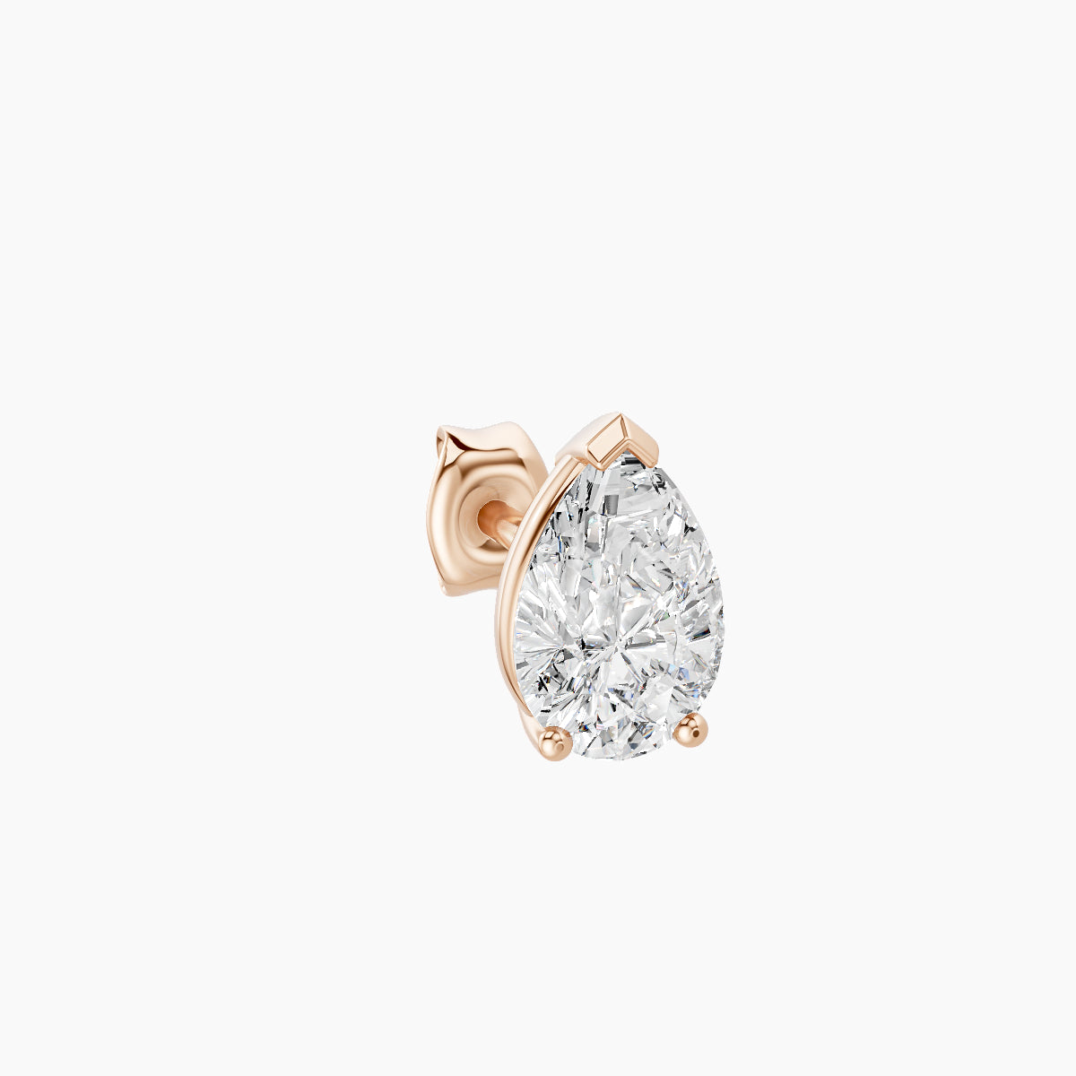 Nut | 18k Rose Gold 6.5 mm Pear Diamond Earring