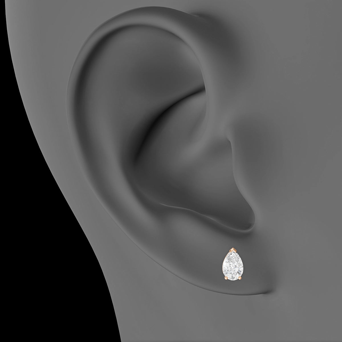 Nut | 18k Rose Gold 6.5 mm Pear Diamond Earring