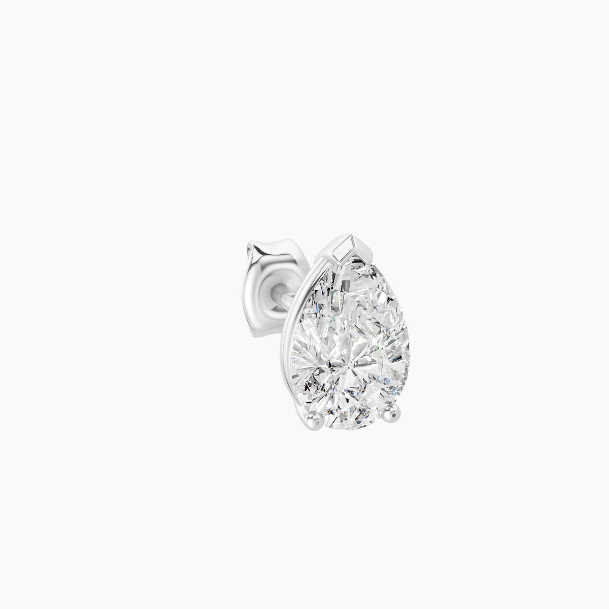 Nut | 18k White Gold 6.5 mm Pear Diamond Earring