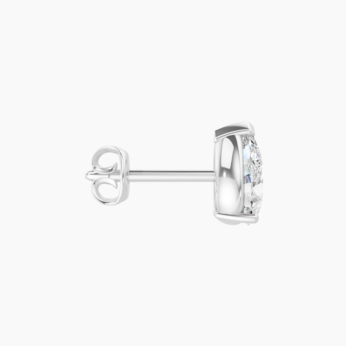 Nut | 18k White Gold 6.5 mm Pear Diamond Earring
