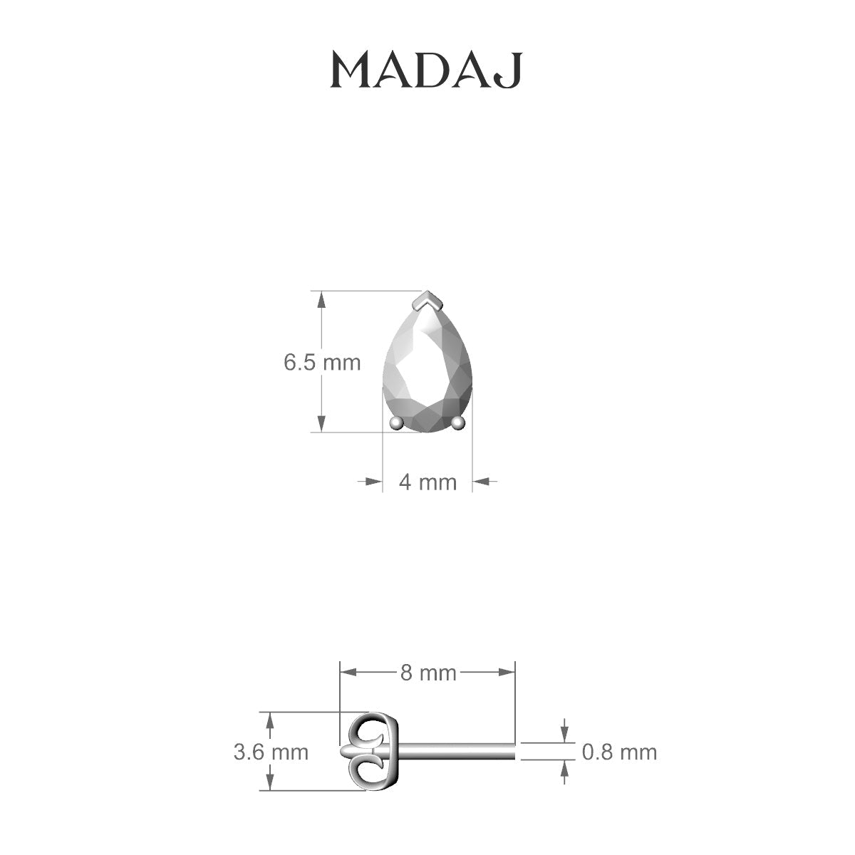 Nut | 18k Yellow Gold 6.5 mm Pear Diamond Earring