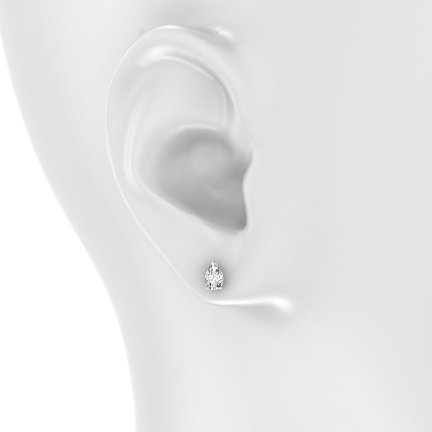 Nut | 18k Rose Gold 6 mm Pear Diamond Earring