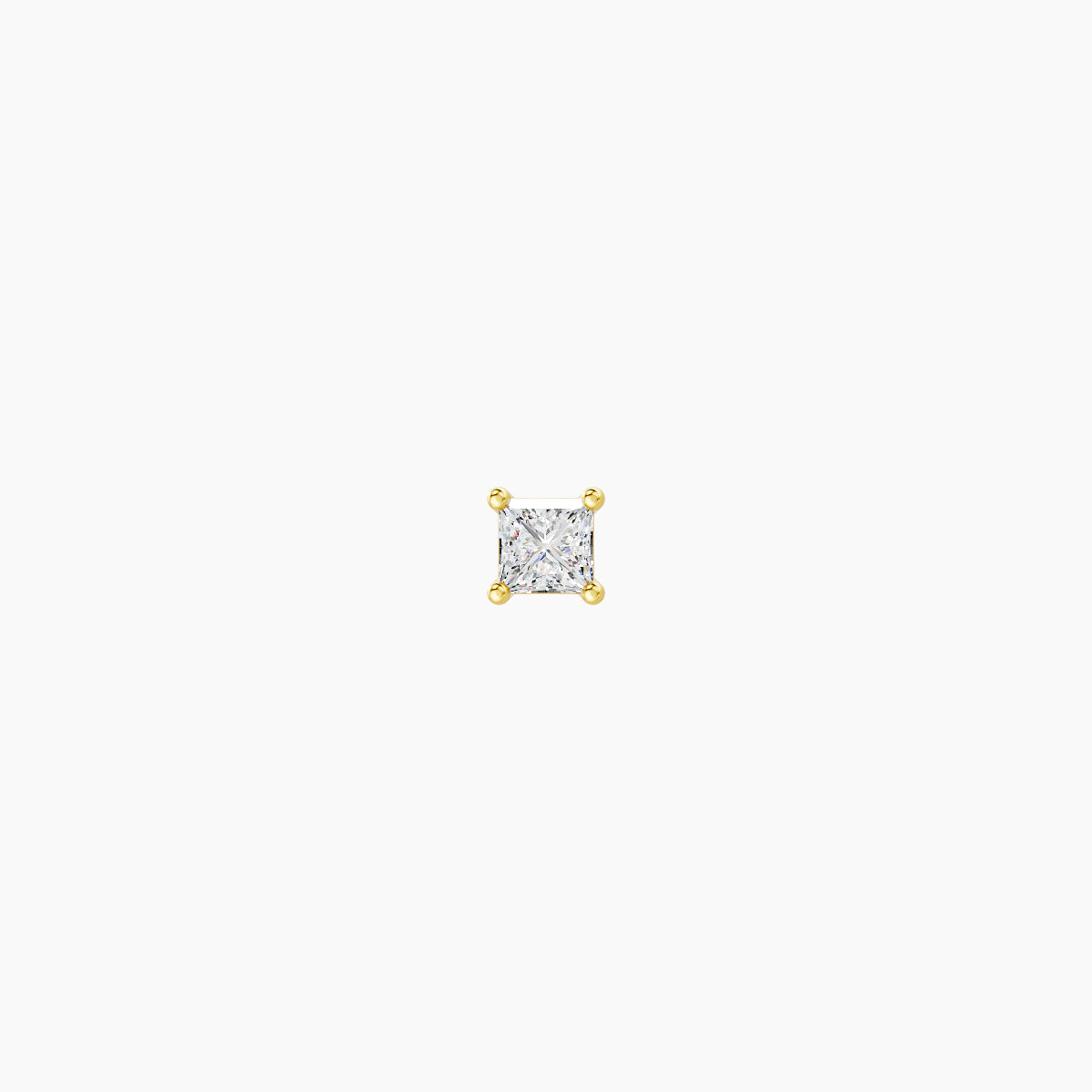 Nut | 18k Yellow Gold 2.5 mm 5 mm Princess Diamond Nose Piercing