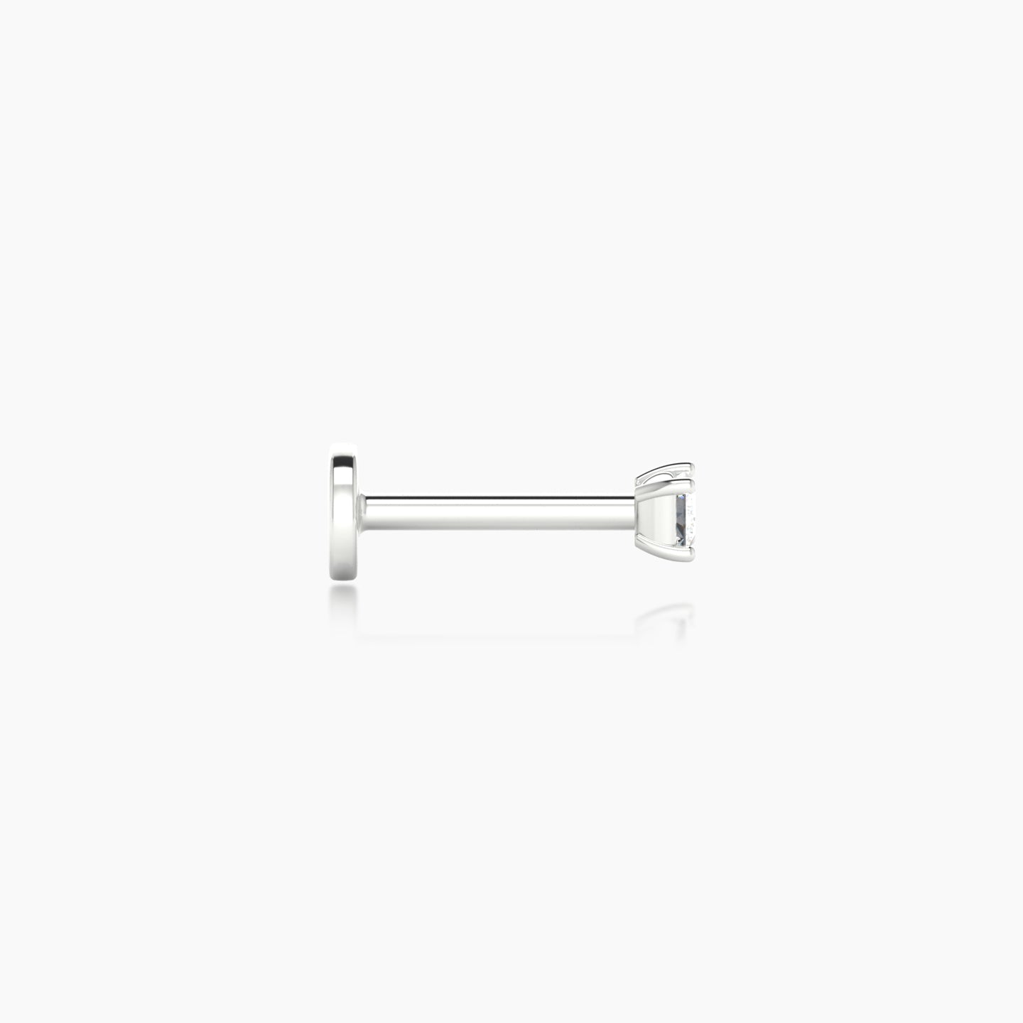 Nut | 18k White Gold 2.5 mm 6.5 mm Princess Diamond Nostril Piercing