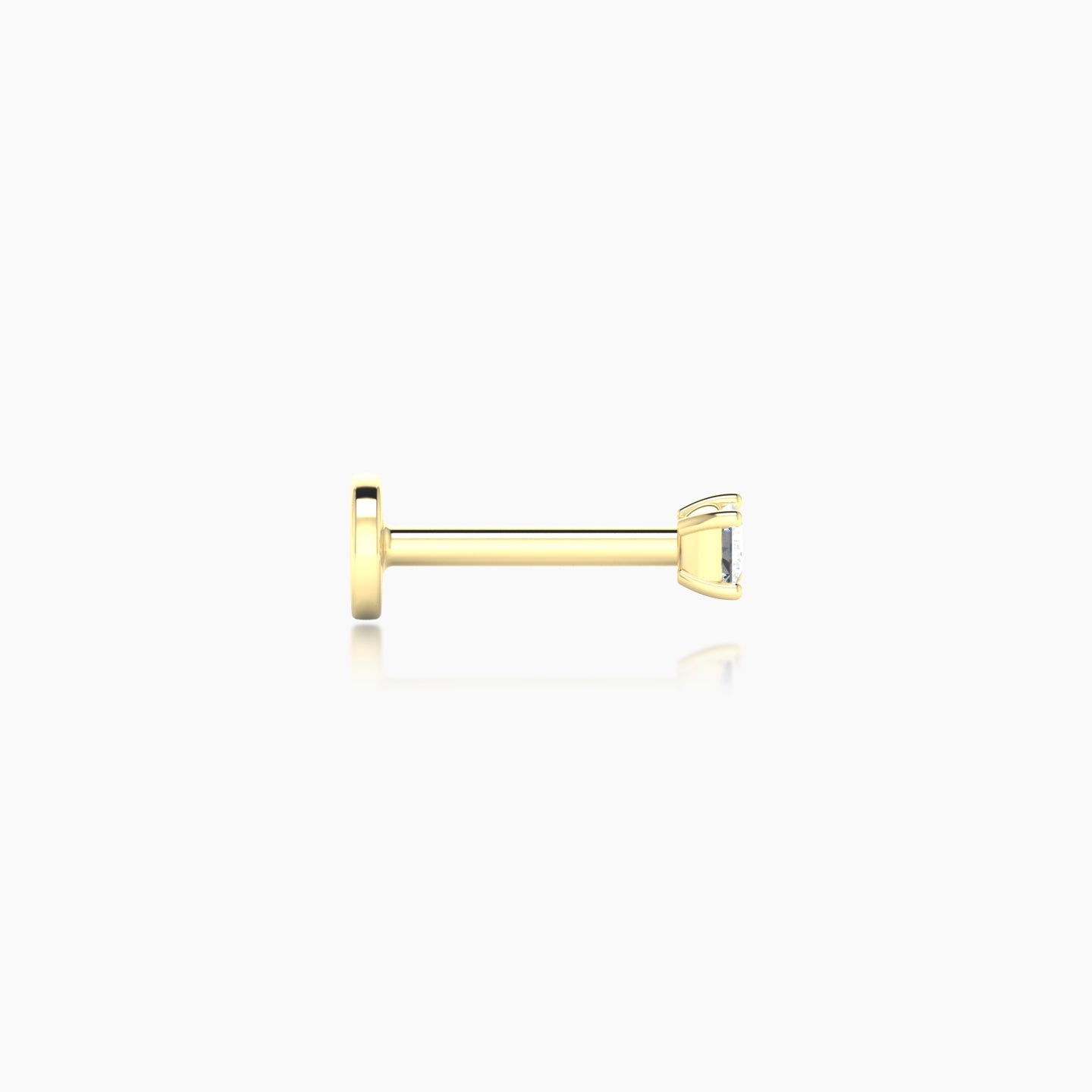 Nut | 18k Yellow Gold 2.5 mm 6.5 mm Princess Diamond Nostril Piercing