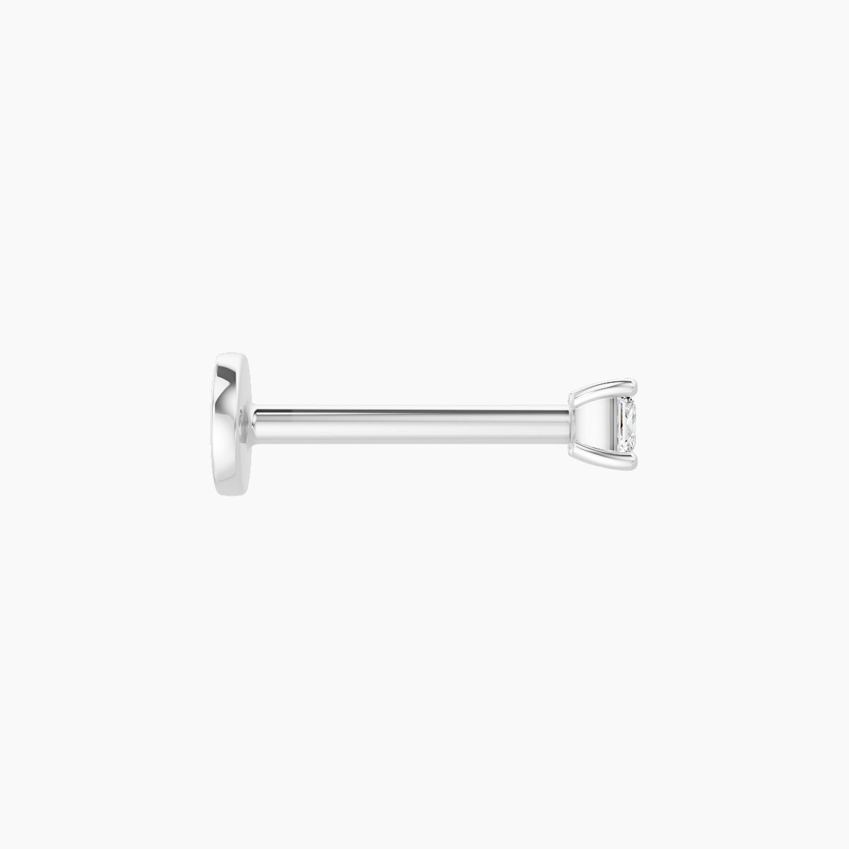 Nut | 18k White Gold 2.5 mm 8 mm Princess Diamond Nose Piercing