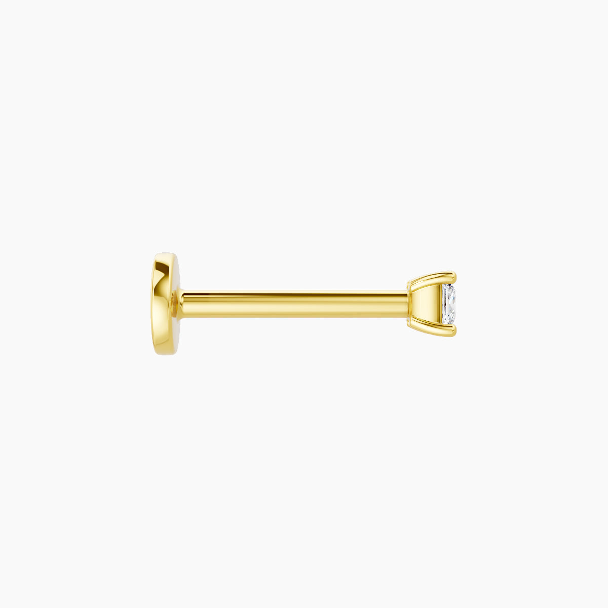 Nut | 18k Yellow Gold 2.5 mm 8 mm Princess Diamond Nose Piercing