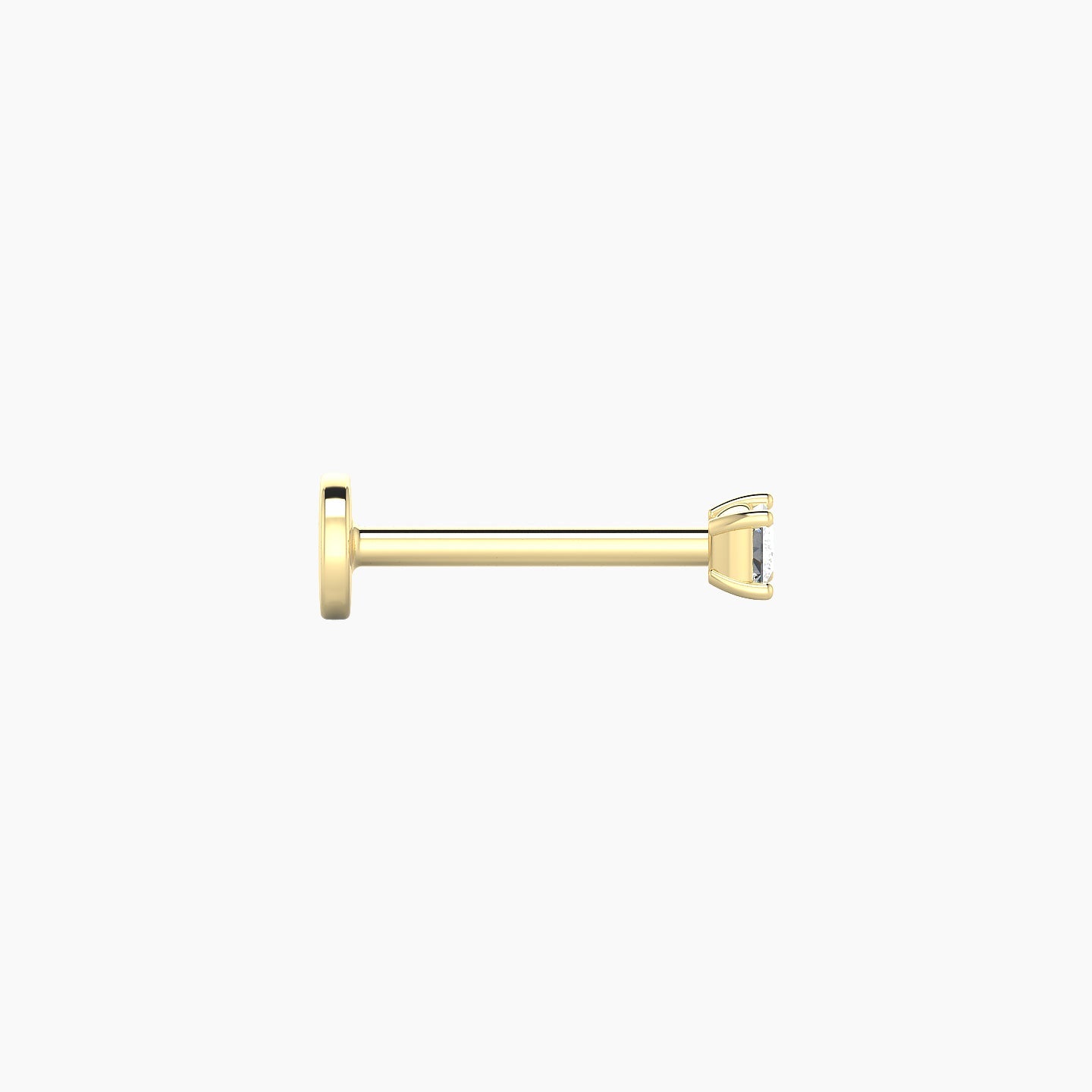 Nut | 18k Yellow Gold 2.5 mm 8 mm Princess Diamond Nostril Piercing