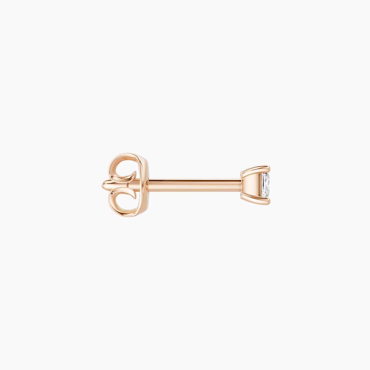 Nut | 18k Rose Gold 2.5 mm Princess Diamond Earring