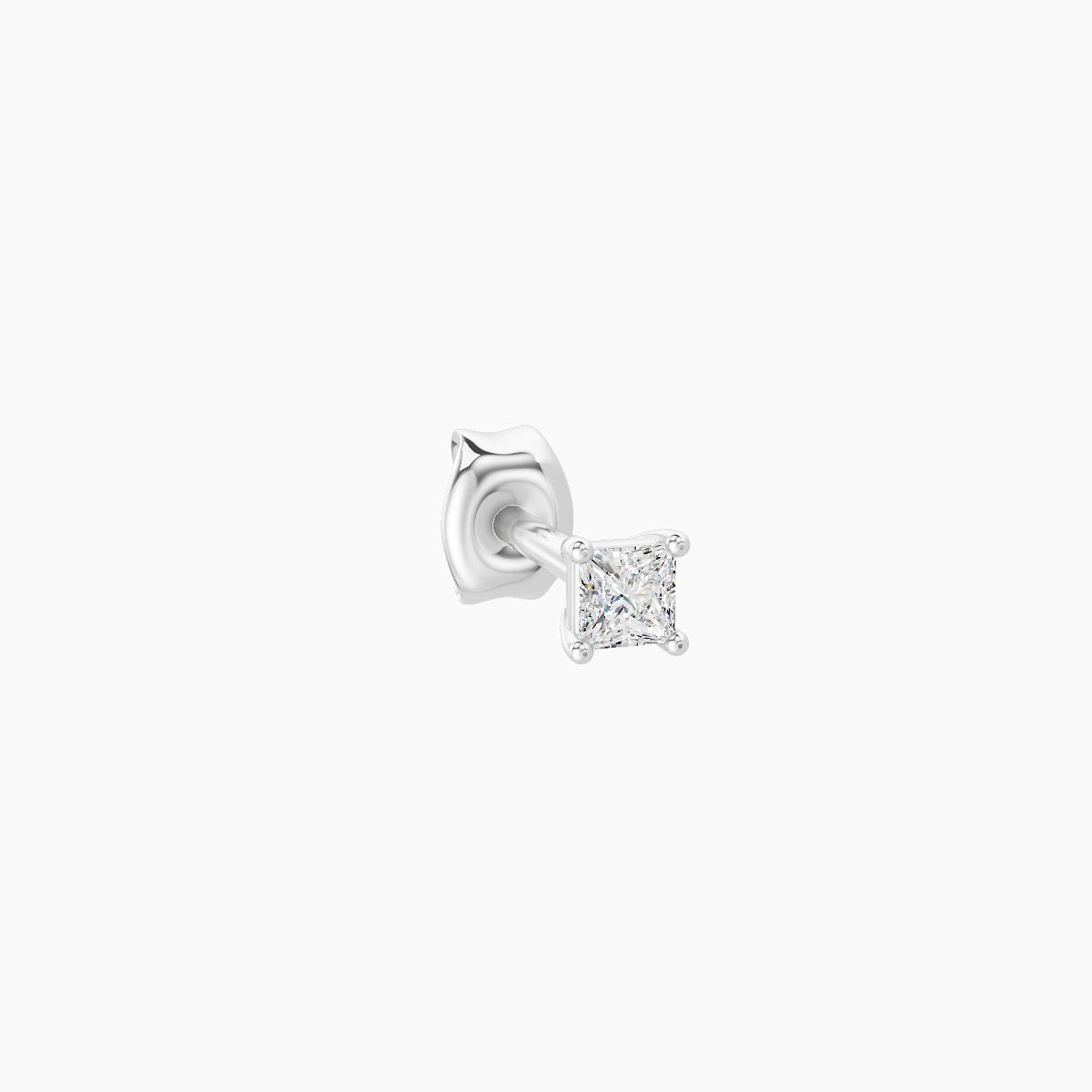 Nut | 18k White Gold 2.5 mm Princess Diamond Earring