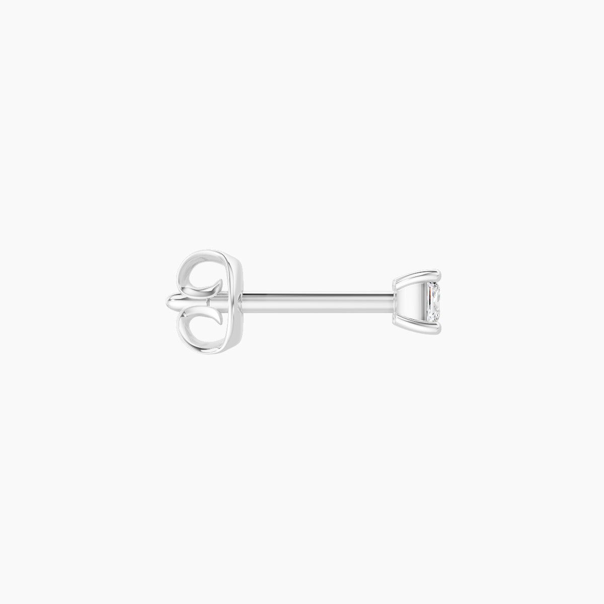 Nut | 18k White Gold 2.5 mm Princess Diamond Earring