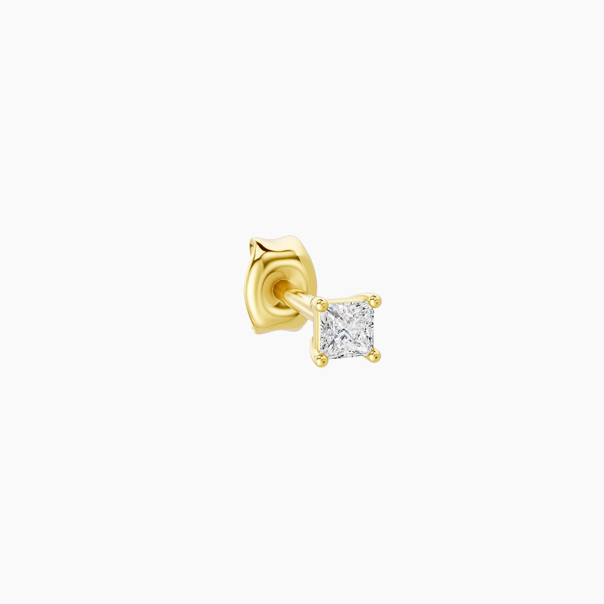 Nut | 18k Yellow Gold 2.5 mm Princess Diamond Earring