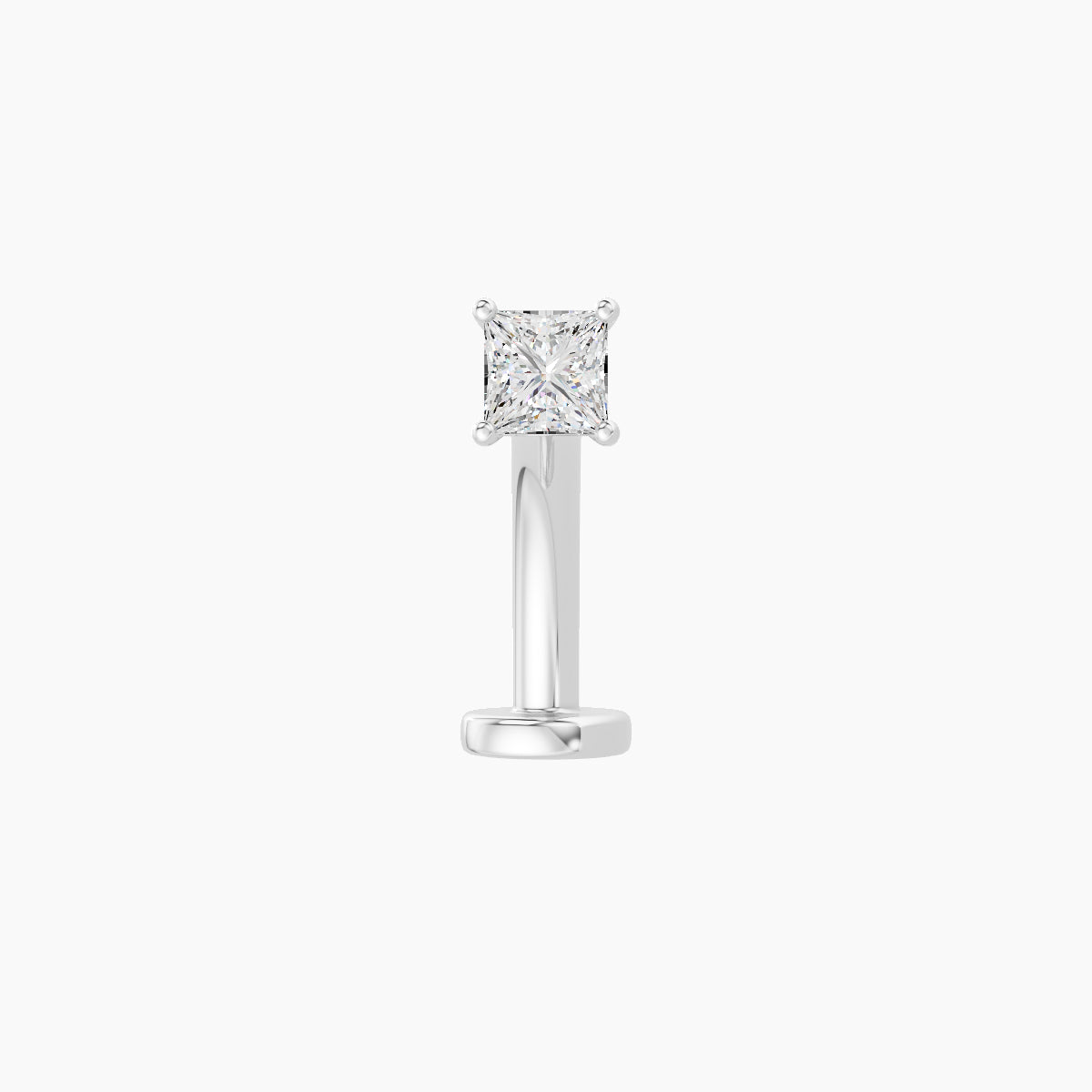 Nut | 18k White Gold 2.5 mm 10 mm Princess Diamond Floating Navel Piercing