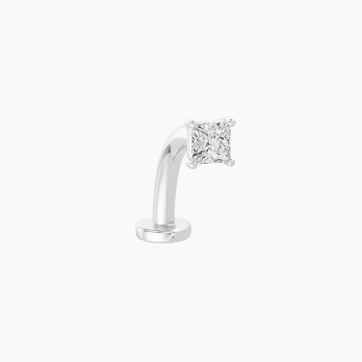 Nut | 18k White Gold 2.5 mm 10 mm Princess Diamond Floating Navel Piercing