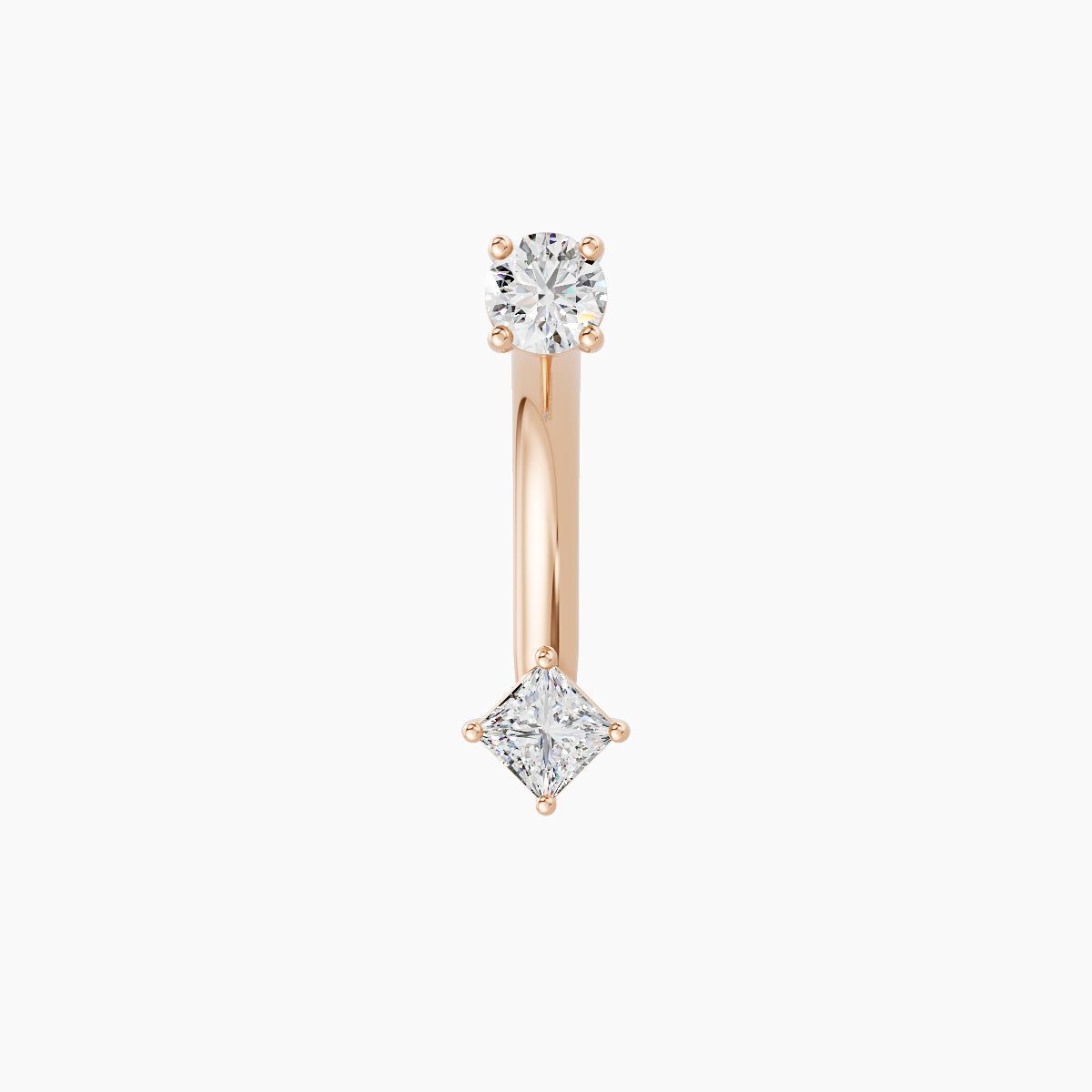 Nut | 18k Rose Gold 3 mm 10 mm Princess Diamond Navel Piercing