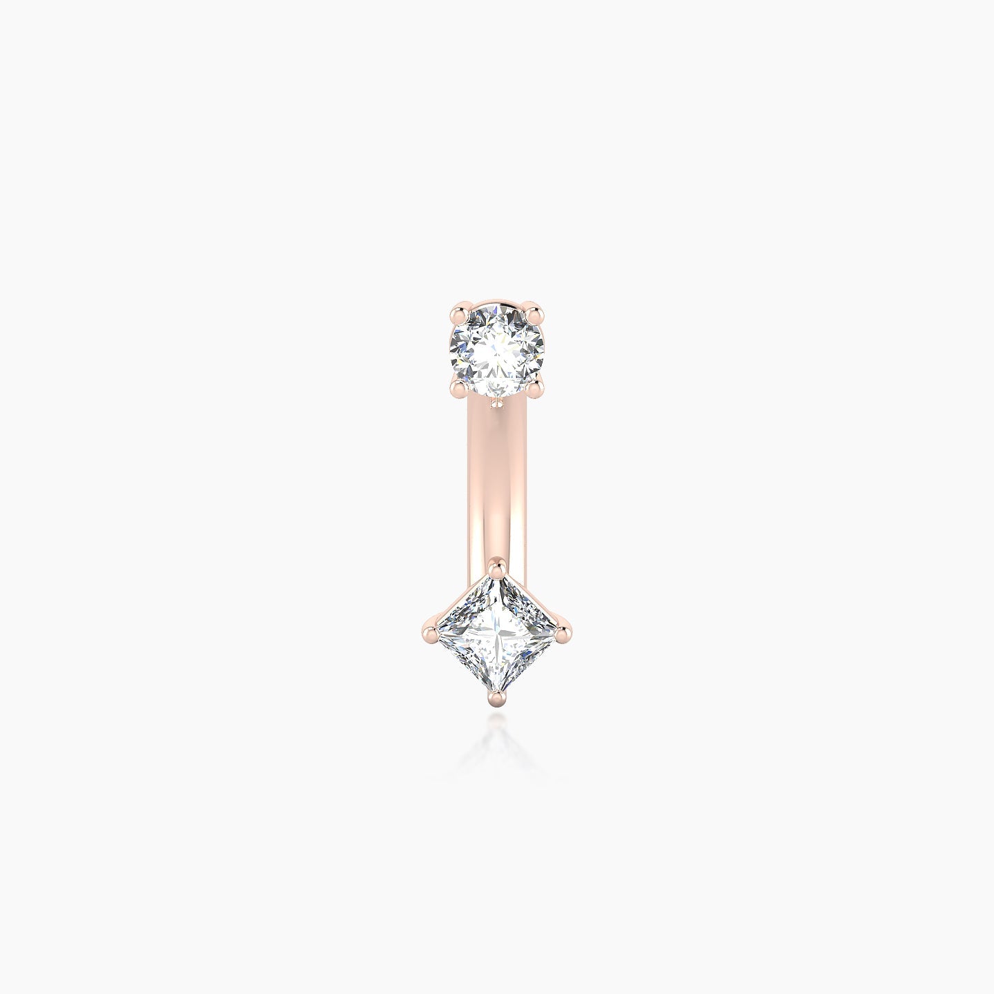 Nut | 18k Rose Gold 10 mm 3 mm Princess Diamond Navel Piercing