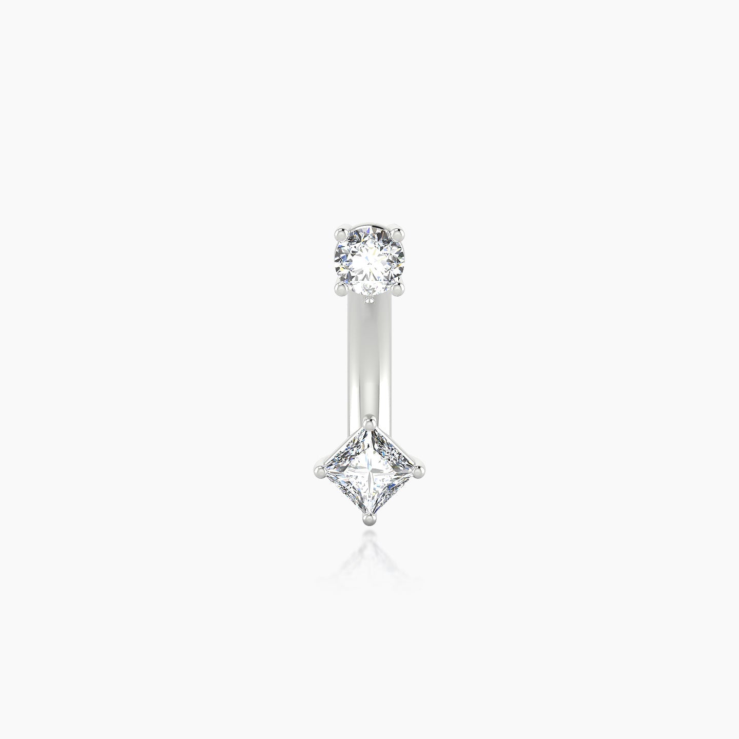 Nut | 18k White Gold 10 mm 3 mm Princess Diamond Navel Piercing