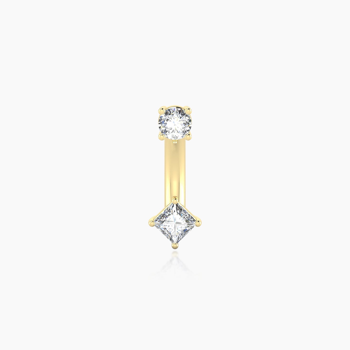 Nut | 18k Yellow Gold 10 mm 3 mm Princess Diamond Navel Piercing