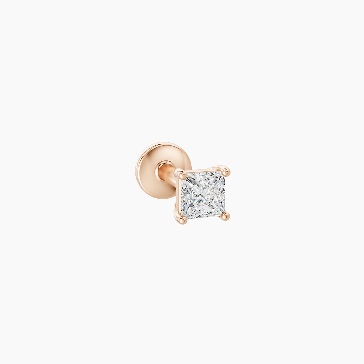 Nut | 18k Rose Gold 3 mm 5 mm Princess Diamond Nose Piercing