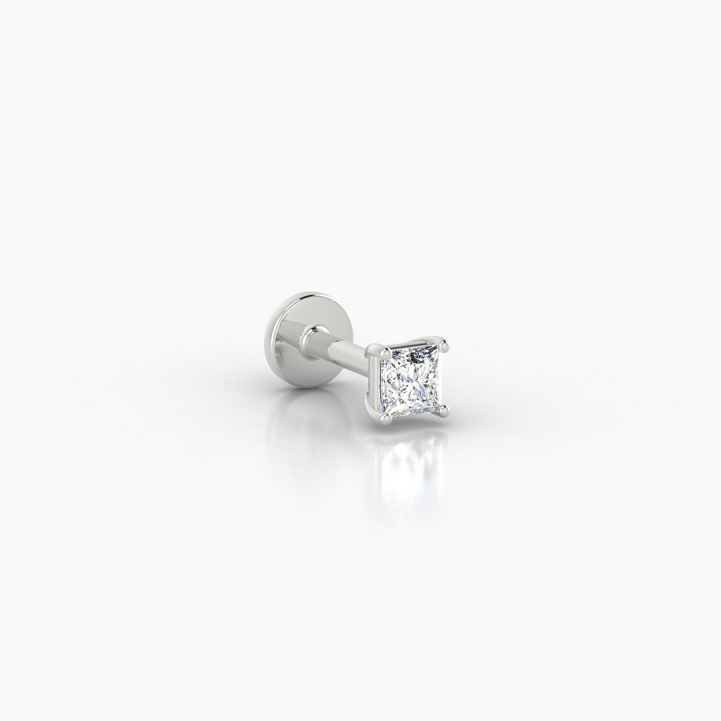 Nut | 18k White Gold 3 mm 5 mm Princess Diamond Nostril Piercing