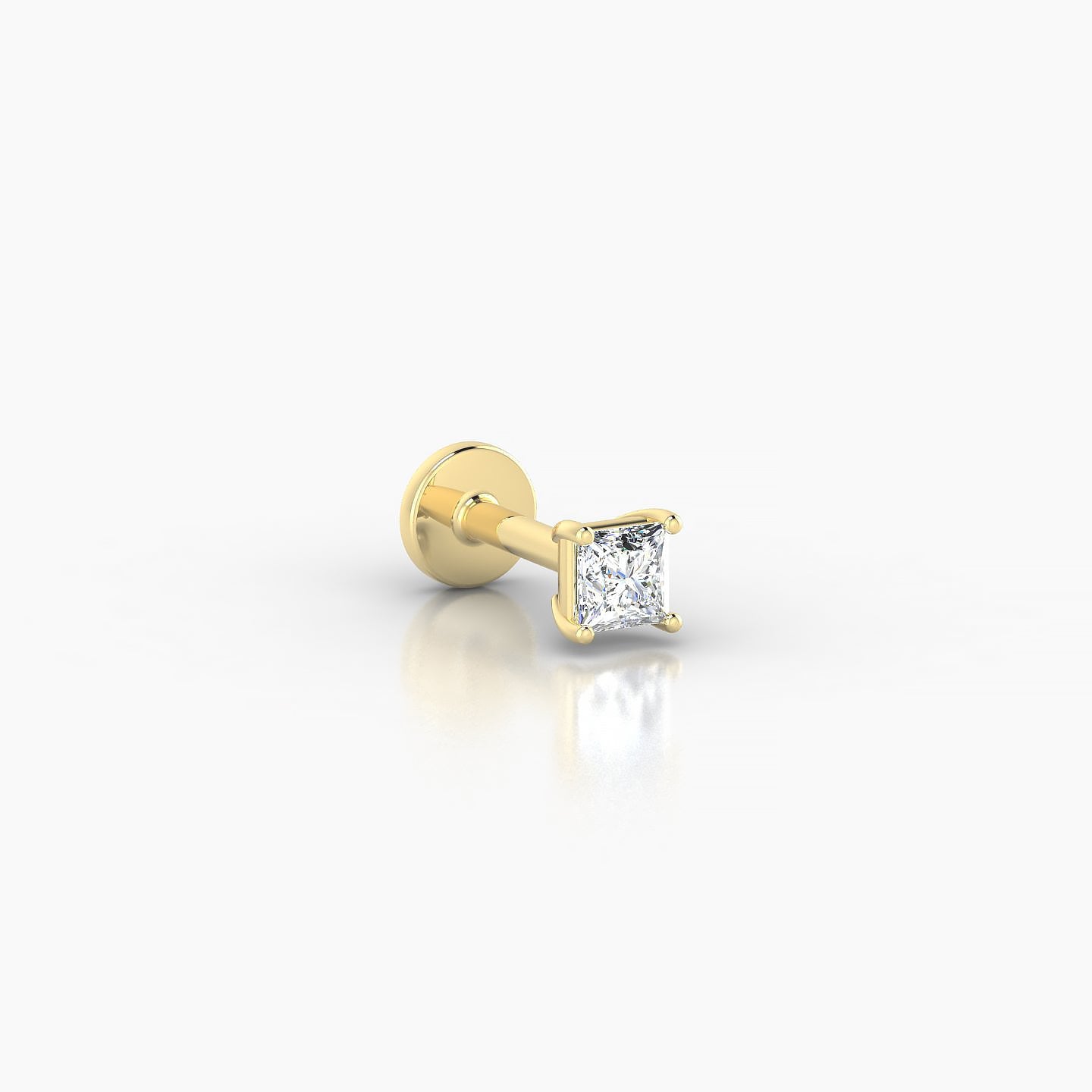 Nut | 18k Yellow Gold 3 mm 5 mm Princess Diamond Piercing