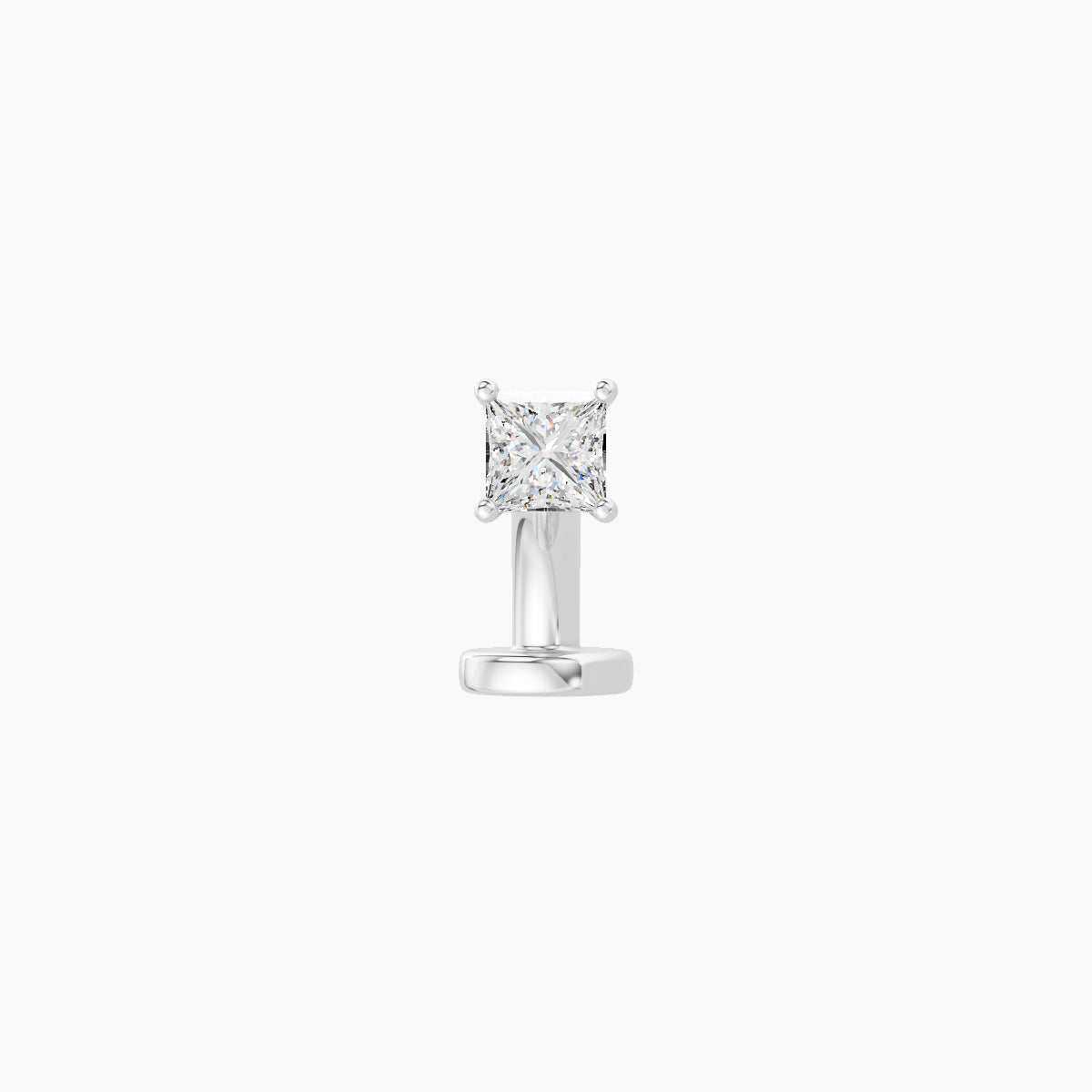 Nut | 18k White Gold 2.5 mm 6 mm Princess Diamond Floating Navel Piercing