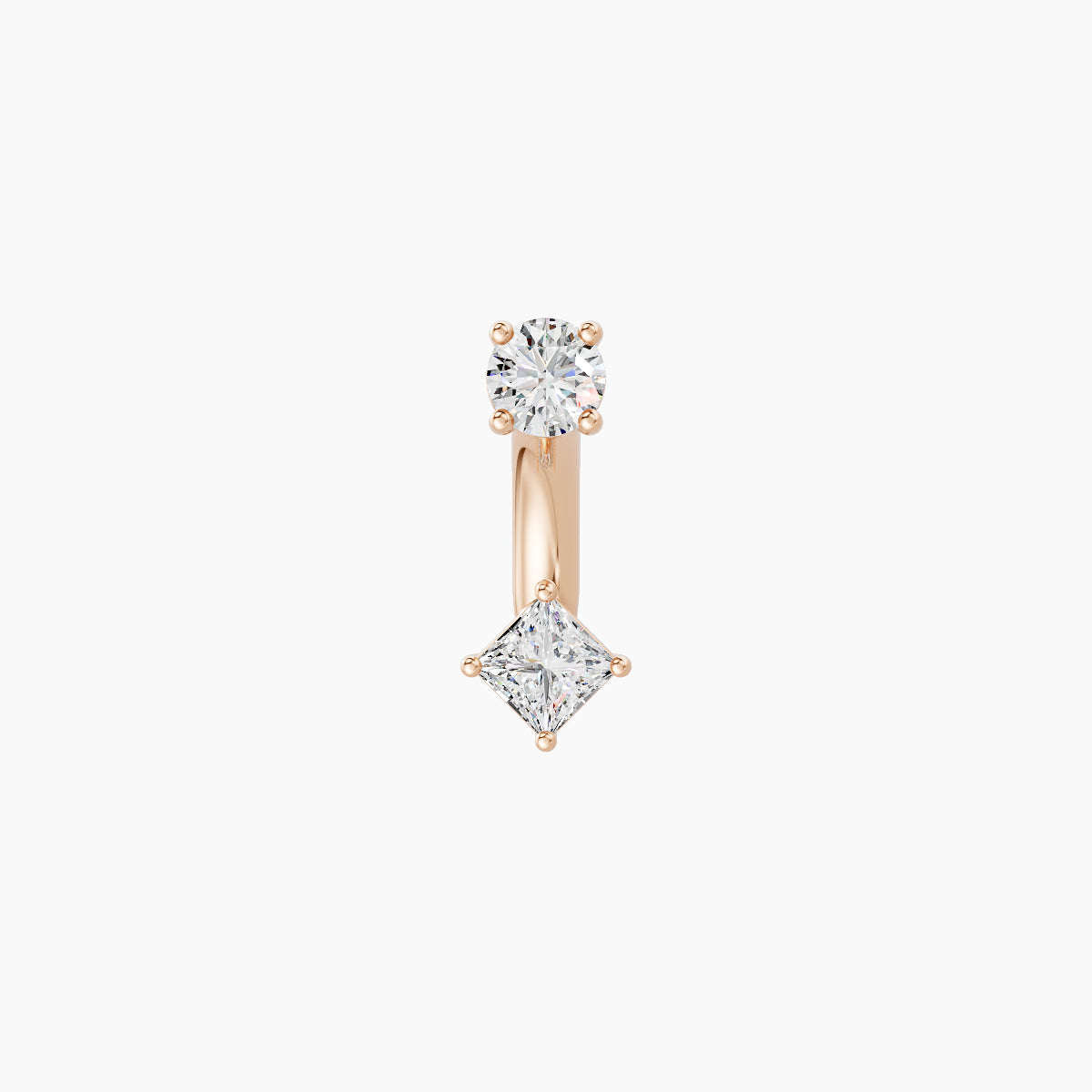 Nut | 18k Rose Gold 3 mm 6 mm Princess Diamond Navel Piercing