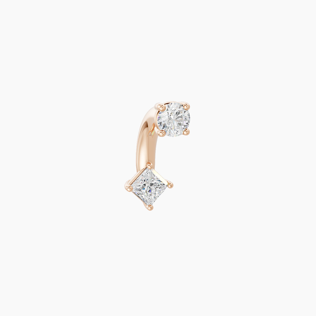 Nut | 18k Rose Gold 3 mm 6 mm Princess Diamond Navel Piercing