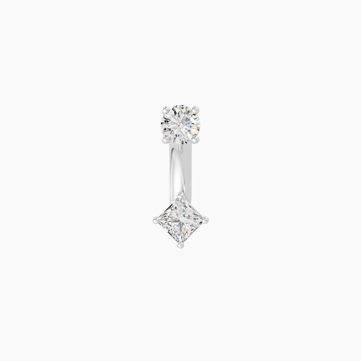 Nut | 18k White Gold 3 mm 6 mm Princess Diamond Navel Piercing