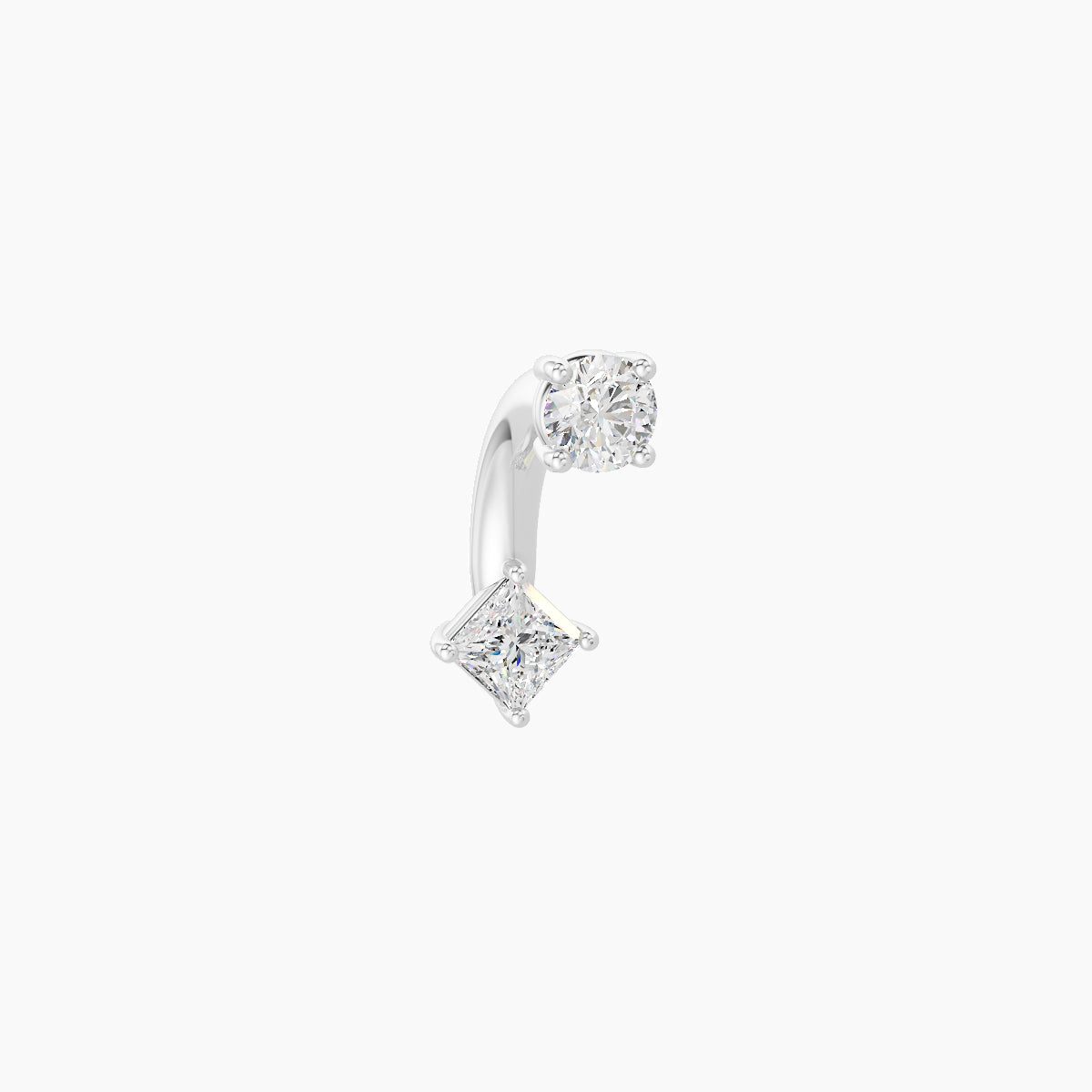 Nut | 18k White Gold 3 mm 6 mm Princess Diamond Navel Piercing