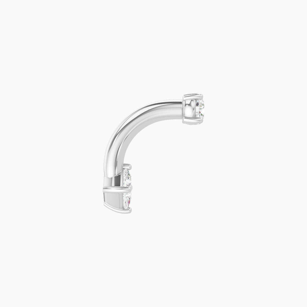 Nut | 18k White Gold 3 mm 6 mm Princess Diamond Navel Piercing