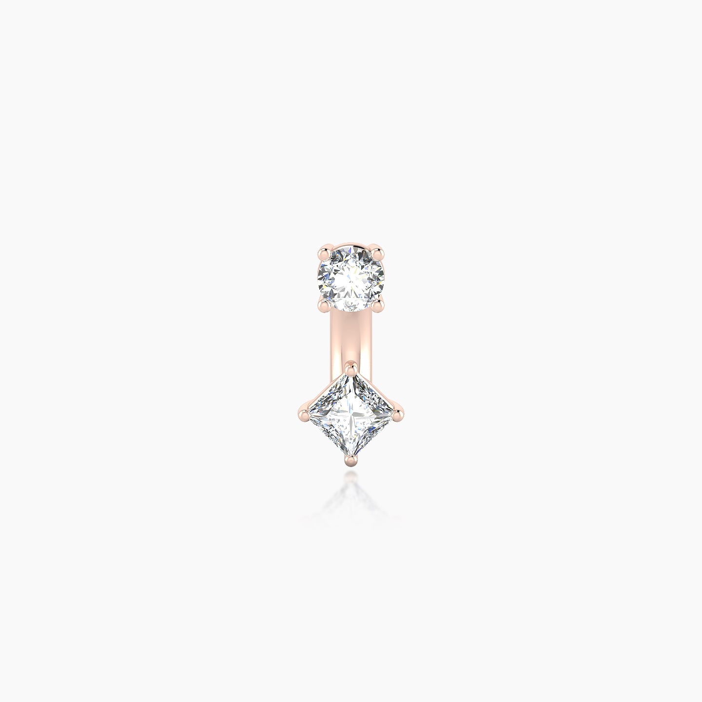 Nut | 18k Rose Gold 6 mm 3 mm Princess Diamond Navel Piercing