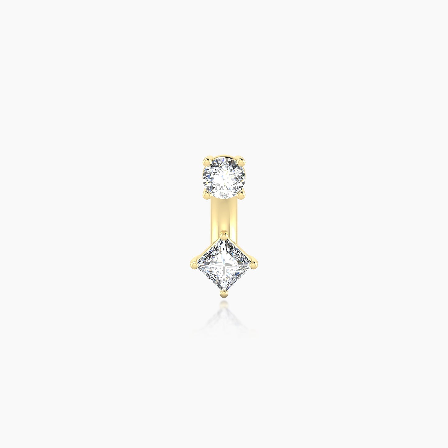 Nut | 18k Yellow Gold 6 mm 3 mm Princess Diamond Navel Piercing