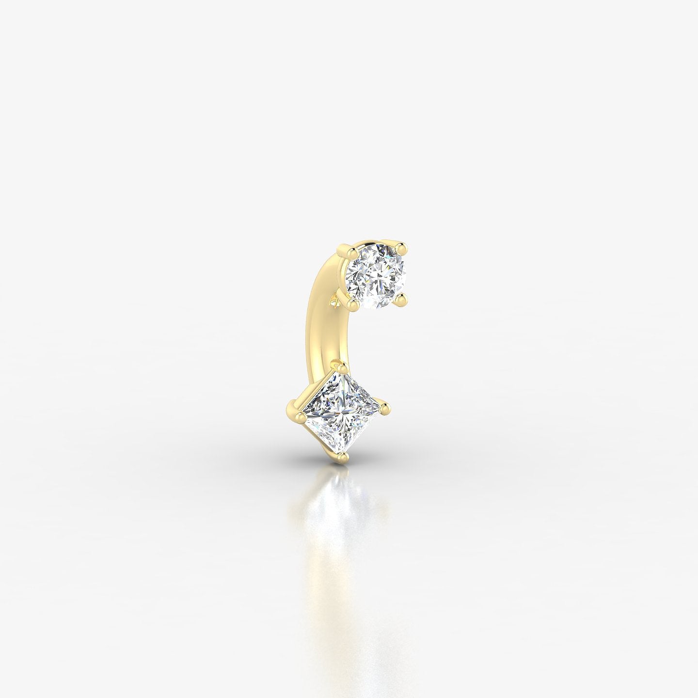 Nut | 18k Yellow Gold 6 mm 3 mm Princess Diamond Navel Piercing